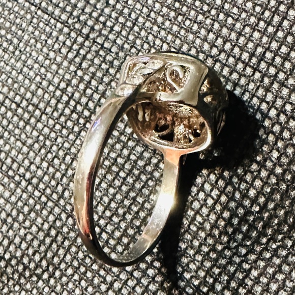 Silver Stainless Steel w Simulated Green Topaz Cushion Square CZ Ring Size 9 - Picture 4 of 12